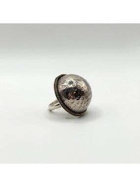 Vintage Taxco 925 Sterling Silver Dome Ring Adjustable Textured Finish